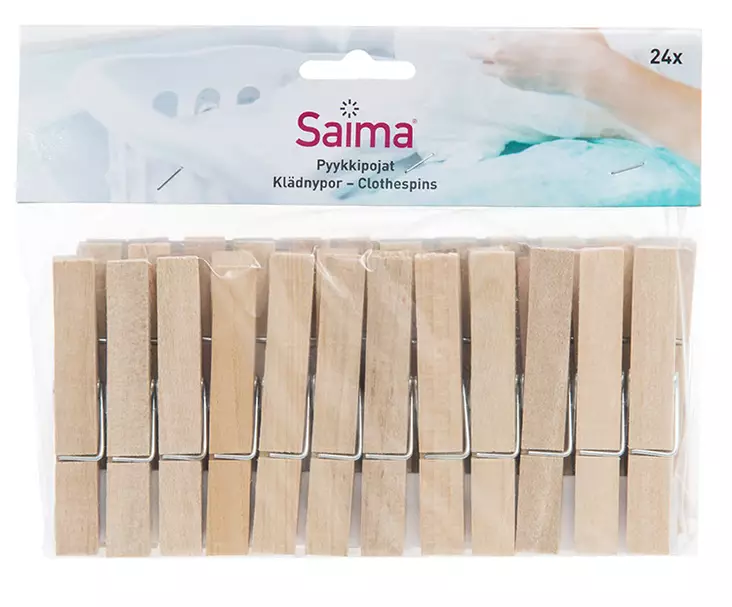 Pyykkipoika Saima puu, 24 kpl - Siivous-ja keittiötarvikkeet - 15144 - 1