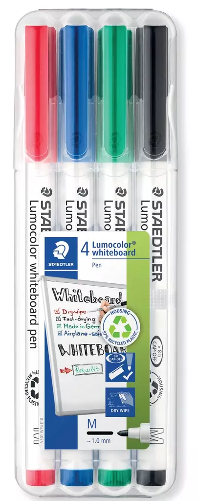 Staedtler Lumocolor 301 valkotaulukynä 4 värisarja - Merkkauskynät, -tussit - STA301WP4 - 1