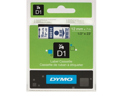 Tarrakasetti Dymo D1 45014 12mm valkoinen/sininen - Dymo tarrakirjoittimet ja tarrateipit - 254114 - 1