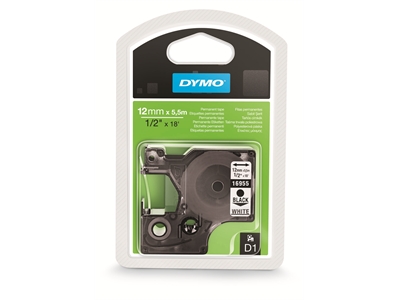 Tarrakasetti Dymo D1 polyesteri 12mm x 3,5m valkoinen/musta - Dymo tarrakirjoittimet ja tarrateipit - 254124 - 1