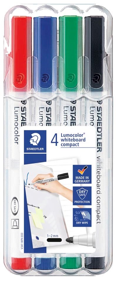 Taulutussi Staedtler 341 pyöreä 4 väriä ohut runko - Merkkauskynät, -tussit - 341WP4 - 1