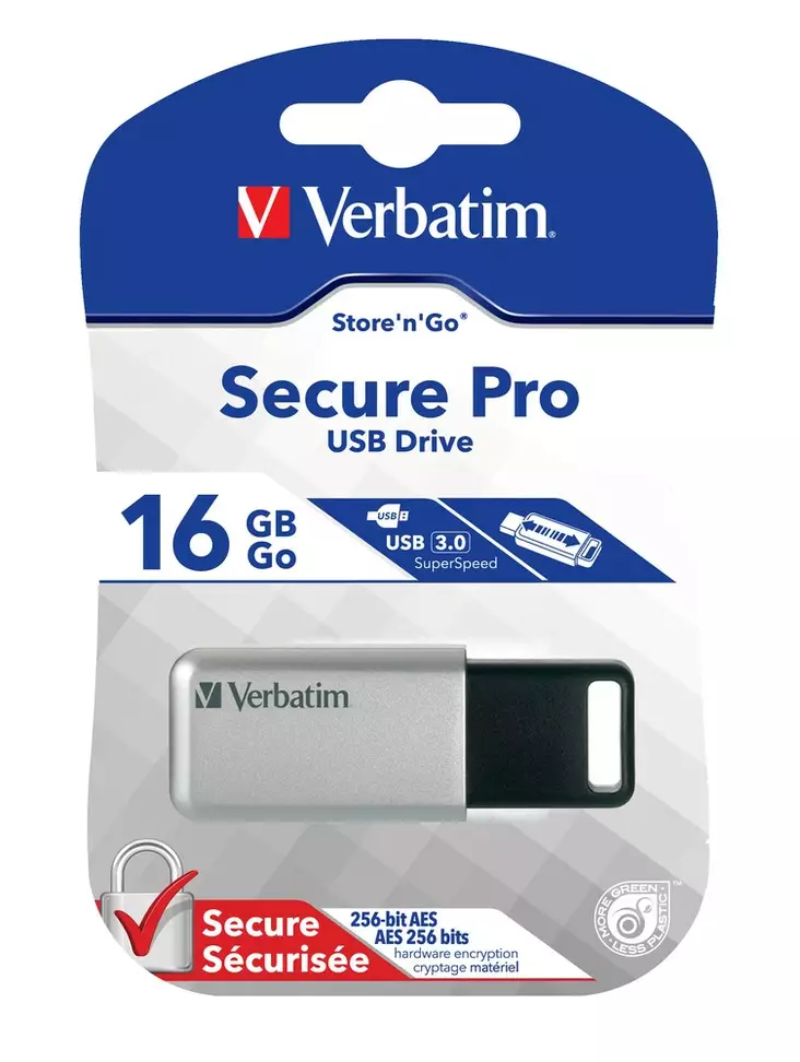 Verbatim USB key 3.0 16GB Store 'n' Go Secure Pro muistitikku - Muistitikut, CD-, DVD-levyt - VER35114 - 1