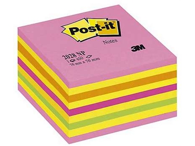 Viestilappukuutio Post-it 2028 76X76mm neonpunainen - Viestilaput, muistilaput, kuutiot - 236544 - 1