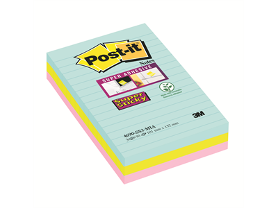 Viestilappu Super Sticky 101x152 mm viivoitettu Miami Cosmic 3 kpl - Viestilaput, muistilaput, kuutiot - 236704 - 1