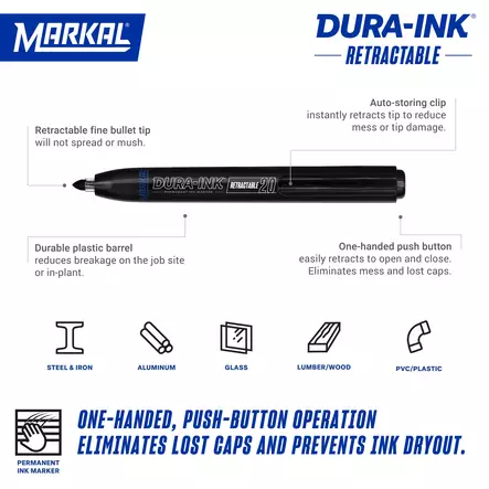 Markal Dura-Ink Retractable 20 Musta - Merkkauskynät, -tussit - MAR96575 - 2