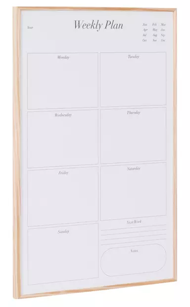 Bi-Office Earth New Basic -magneettinen viikkosuunnittelutaulu 38,5×58,5 cm - Lasi,valko,pellava,korkki,fläppi,-taulut - MM344830115 - 1