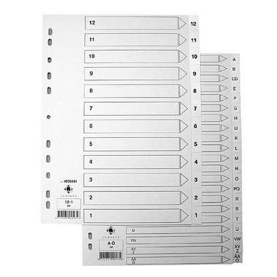 Hakemisto Q-ConnectA4 12-1 PP valkoinen - Hakemistot, rekisterit - 218025 - 1