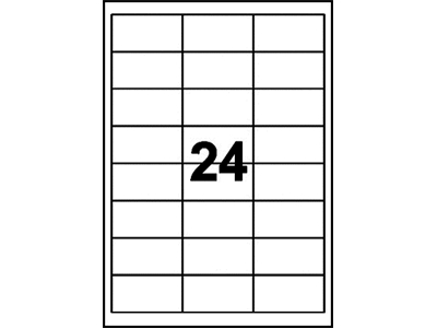 Lasertarra 24-osainen Avery L4773-20 63.5X33.9/480 säänkestävä - Säänkestävät tarra-arkit A4 - 225205 - 1