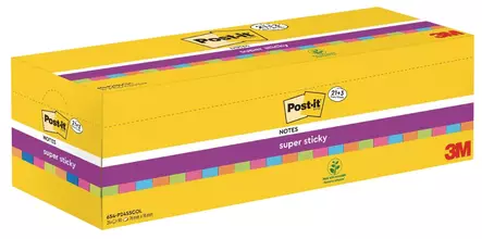 Viestilappu Super Sticky654 76x76 värillinen etupakkaus 24 - Viestilaput, muistilaput, kuutiot - 236555 - 2