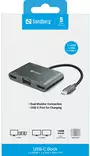 USB-C Dock 2xHDMI+1xVGA+USB+PD - Muuntimet ja adapterit - 136-35 - 2