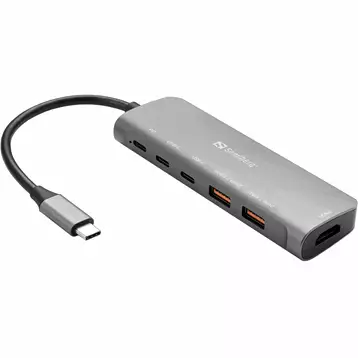 SANDBERG USB-C Dock HDMI + 2xUSB-A + 2xUSB-C + PD100W - USB jakajat - 136-65 - 1