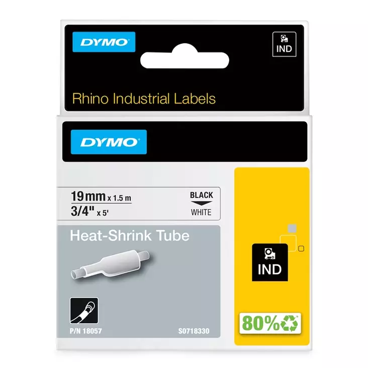 Kutistesukka DYMO Rhino Industrial Label 19 mm valkoinen - Dymo tarrakirjoittimet ja tarrateipit - 61755 - 1