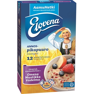 Annospuuro Elovena omena-mustikka-vadelma 35g/12 - Kahvi ja elintarvikkeet - 269335 - 1