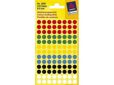 Etiketti Avery 3090 8/416 pyöreä värilajitelma - Tarra-etiketit - 225725 - 1