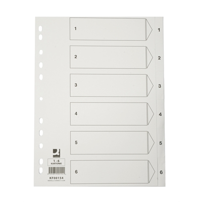 Hakemisto Q-Connect A4 1-6 kartonki valkoinen - Hakemistot, rekisterit - 218115 - 2
