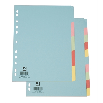Hakemisto Q-Connect A4 5-os blanko kartonki värillinen - Hakemistot, rekisterit - 218125 - 1