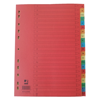 Hakemisto Q-Connect A4 A-Ö kartonki värillinen - Hakemistot, rekisterit - 218135 - 2