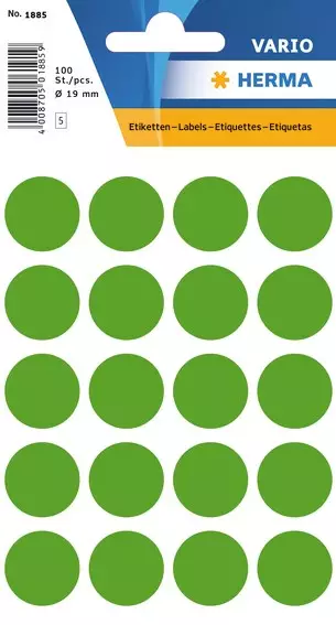 Herma etiketti ø19 tumman vihreä (100kpl) - Paperitarra-arkit A5, A4 - HER1885 - 1