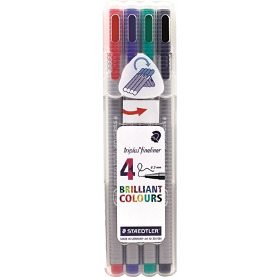 Kuitukärkikynä Staedtler Triplus Fineliner 334 4 väriä - Merkkauskynät, -tussit - 302195 - 1