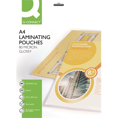 Laminointitasku Q-Connect A4 80mic/25 - Kuumalaminointitaskut - 299415 - 2