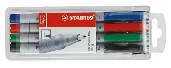 Merkkauskynä Stabilo 4-väriä vesiliukoinen, 0,7 Fine kärki - Merkkauskynät, -tussit - 39325 - 1