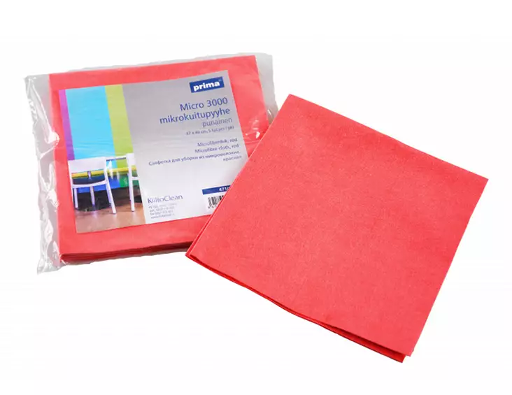 Mikrokuitupyyhe Prima Micro 3000 37x40cm punainen 5kpl - Siivous-ja keittiötarvikkeet - 77155 - 1