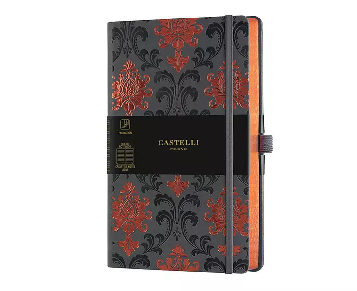 Muistikirja Castelli 13x21cm viivat C and G Baroque Copper - Muisti- ja konttorikirjat - 11655 - 1