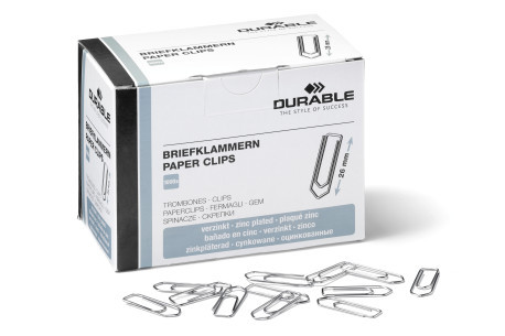 Paperiliitin 26mm sinkki 1000kpl - Paperiliittimet,-puristimet,liitinrasiat - DU120725 - 1