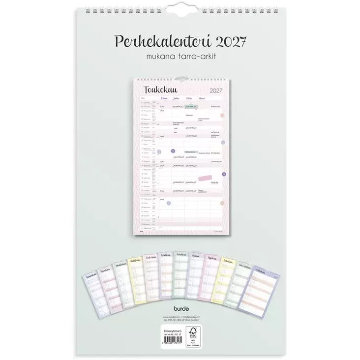 Perhekalenteri 2027 Pastelli - Seinäkalenterit - 10205 - 1