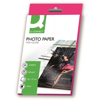 Photopaperi inkjet Q-Connect 10X15 high-glos 260g/25 - Valokuva- ja erikoispaperit - 679455 - 2