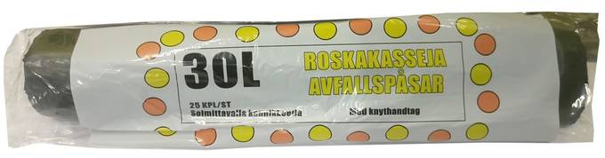 Roskapussi 30L 25kpl/rll sangoilla - Jätepussit- ja säkit - 105155 - 1