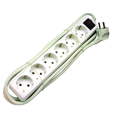 Sähköjohto 6-OS/1,5M/45° maadoitettu kytkimellä valkoinen - Valaisimet, jatkojohdot - 265105 - 1