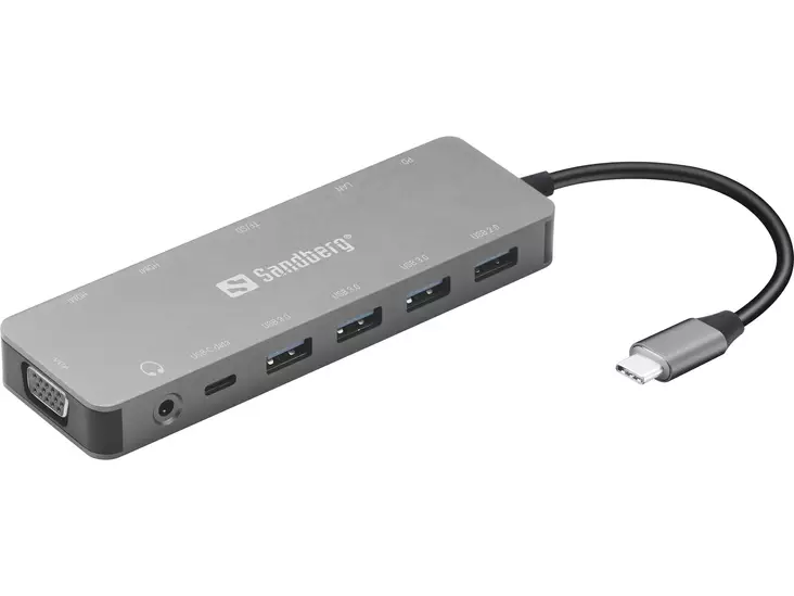Sandberg USB-C 13-in-1 Travel Dock - Muuntimet ja adapterit - 136-45 - 1