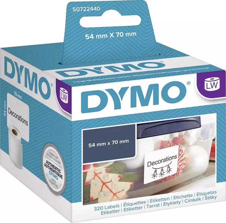 Tarra Dymo LW 70x54mm suuri yleista/320 irrotettava - Dymo tarrakirjoittimet ja tarrateipit - 254075 - 2