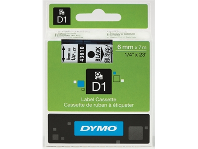 Tarrakasetti Dymo D1 43610 6mm kirkas/musta - Dymo tarrakirjoittimet ja tarrateipit - 254095 - 1