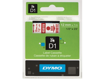 Tarrakasetti Dymo D1 45015 12mm valkoinen/punainen - Dymo tarrakirjoittimet ja tarrateipit - 254115 - 1