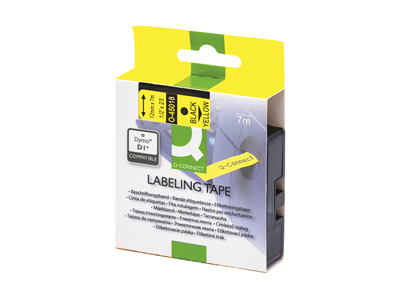 Tarrakasetti Q-Connect 45018 12mm kelt/musta - Dymo tarrakirjoittimet ja tarrateipit - 254235 - 1
