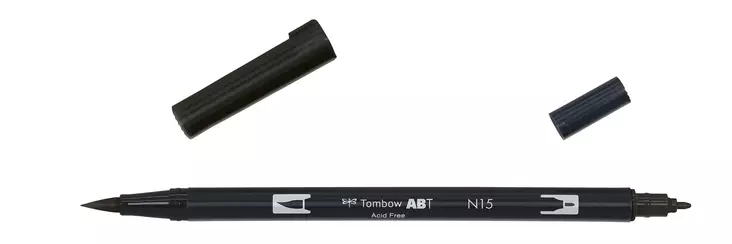 Tombow ABT Dual Brush N15 black - Taidekynät - TOM12015 - 1