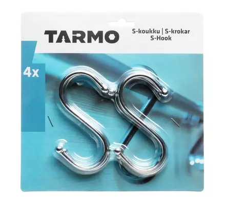 S-koukku 10cm 4kpl/pkt TARMO - Kiinnitystarrat, -teipit - 110256 - 1