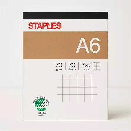Avolehtiö Staples A6/70 ruudut 7x7 mm - Avolehtiöt - 91066 - 1