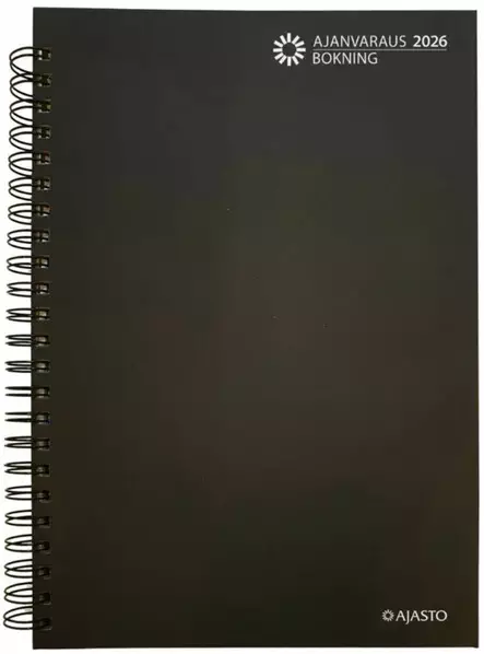 Ajasto Ajanvaraus 2026 pöytäkalenteri parikierresidottu harmaa 210 x 297mm - Pöytäkalenterit - 2676210026 - 1