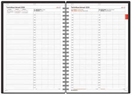 Ajasto Ajanvaraus 2026 pöytäkalenteri parikierresidottu harmaa 210 x 297mm - Pöytäkalenterit - 2676210026 - 2