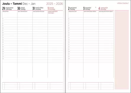 Ajasto Color A5 2026 pöytäkalenteri punainen 148 x 210mm - Pöytäkalenterit - 2676262226 - 2