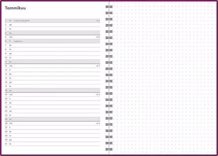 Ajasto Note A5 2026 pöytäkalenteri liila 148 x 210mm - Pöytäkalenterit - 2676260026 - 2