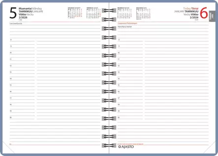 Ajasto Anno 2026 pöytäkalenteri A5 sininen 148 x 210mm - Pöytäkalenterit - 2676211126 - 2