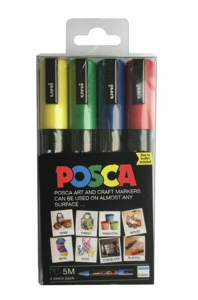 Maalikynä POSCA 1,8mm pyöreä 4 väriä - Merkkauskynät, -tussit - 165736 - 1