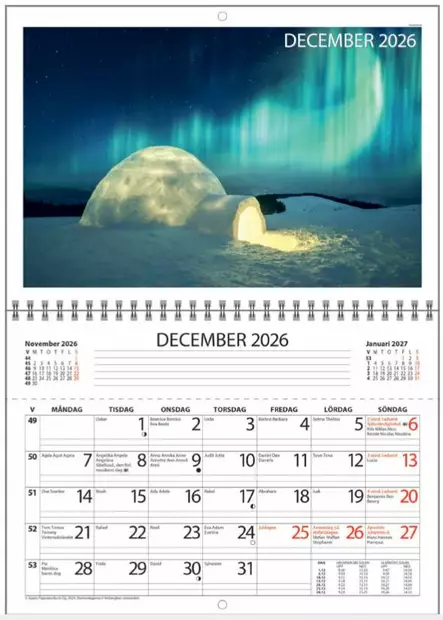Ajasto Mappkalendern 2026 ruotsinkielinen 250 x 352mm - Seinäkalenterit - 2670312826 - 2