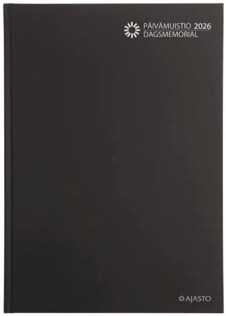 Ajasto Päivämuistio 2026 pöytäkalenteri sidottu musta 210 x 297mm - Pöytäkalenterit - 2676220026 - 1