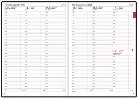 Ajasto Päivämuistio 2026 pöytäkalenteri sidottu musta 210 x 297mm - Pöytäkalenterit - 2676220026 - 2