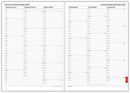 Ajasto Päivämuistio 2026 pöytäkalenteri sidottu vaalea roosa 210 x 297mm - Pöytäkalenterit - 2676220526 - 2